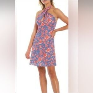NWT - Belle Badgley Mischka Floral Halter Neck Dress - Pink and Blue, size 12